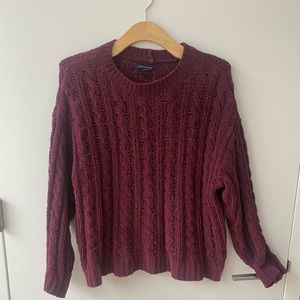 Lightweight Burgundy American Eagle Knitted Fuzzy Sweater